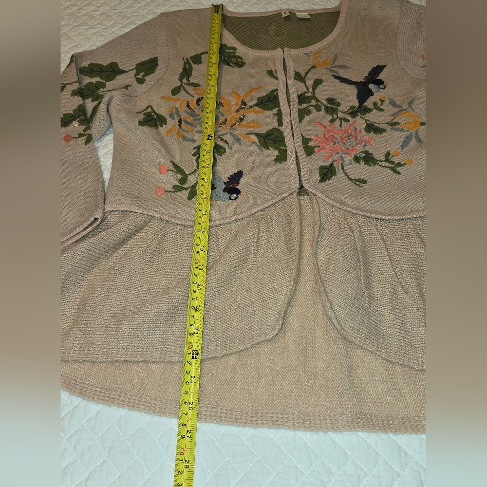 Antropologie Moth Winged Wonder Cardigan Peplum Sweater Women's Size Large - Picture 9 of 13